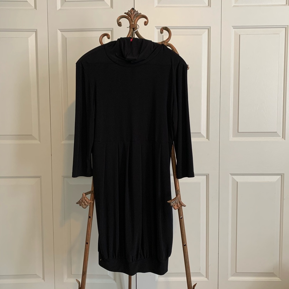 Black cowl  neck dress large travel fabric wrinkle free ballon bottom